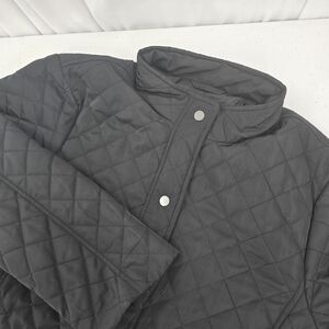 Talbots Women Quilted Coat Size XL Black Snap Button Mock Neck‎ Long Sleeve.